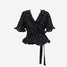 Load image into Gallery viewer, New 2020 Summer Women Blouse V-Neck Casual Fashionable Chiffon Shirt Lace Up Bow Lantern Sleeve Heart Ruffles Short Tops BL1988
