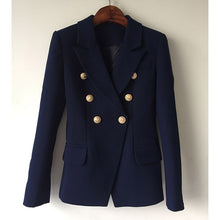 Load image into Gallery viewer, TOP QUALITY New Fashion 2020 Designer Blazer Jacket Women&#39;s Double Breasted Metal Lion Buttons Blazer Outer size S-XXXL
