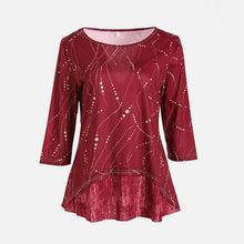 Load image into Gallery viewer, Plus Size 5XL O Neck 3/4 Sleeve Women&#39;s Tunics Dot Print Female Tunic Blouses Spring 2020 Summer Casual Irregular Hem Lady Shirt
