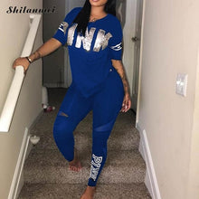Load image into Gallery viewer, Casual 2 Piece Sets Women&#39;S Pink Tracksuits Set Letter Print Plus Size Sweatsuit 3xl Top Ans Skinny Pants Two Piece Sportsuits
