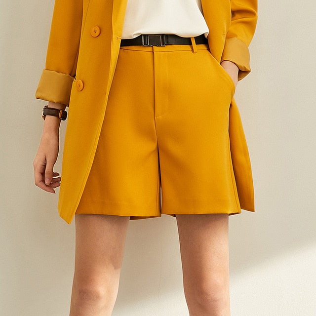 Amii Spring Minimal Western Style Outerwear Pants Shorts Professional Suit Women New Autumn leisure suit Two-Piece Set 11940584