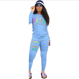2019 Women Set Letter Printed 2 Piece Outfits Tracksuit Sports Suit Two Piece Set Sweatshirt Jogger Set Suits