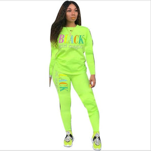 2019 Women Set Letter Printed 2 Piece Outfits Tracksuit Sports Suit Two Piece Set Sweatshirt Jogger Set Suits