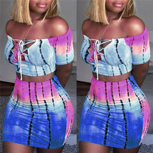 Load image into Gallery viewer, 2019 Sexy Women 2 Piece Set Off Shoulder Crop Top and Skirt Bodycon Outfits Summer Slim Party Club Clothing
