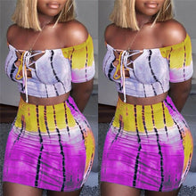 Load image into Gallery viewer, 2019 Sexy Women 2 Piece Set Off Shoulder Crop Top and Skirt Bodycon Outfits Summer Slim Party Club Clothing
