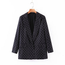Load image into Gallery viewer, AOMO casual women vintage dots print  black blazer female long sleeve elegant jacket ladies casual blazer suits SL80A
