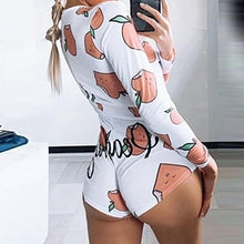 Load image into Gallery viewer, STYLISH LADY Red Lips Printed Jumpsuits 2020 Summer Women Long Sleeve Deep V Neck Club Party Pajamas Short Playsuit
