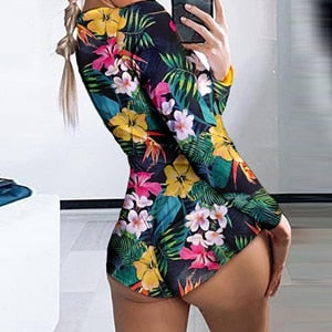 STYLISH LADY Red Lips Printed Jumpsuits 2020 Summer Women Long Sleeve Deep V Neck Club Party Pajamas Short Playsuit