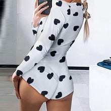 Load image into Gallery viewer, STYLISH LADY Red Lips Printed Jumpsuits 2020 Summer Women Long Sleeve Deep V Neck Club Party Pajamas Short Playsuit
