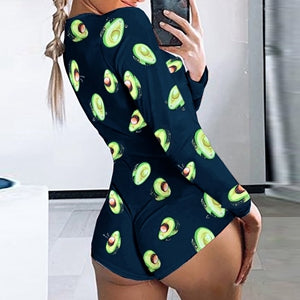 STYLISH LADY Red Lips Printed Jumpsuits 2020 Summer Women Long Sleeve Deep V Neck Club Party Pajamas Short Playsuit