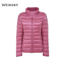 Load image into Gallery viewer, Spring Autumn Women Ultralight Thin Down Jacket White Duck Down Hooded Jackets Warm Winter Coat Parka Female Portable Outwear
