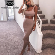 Load image into Gallery viewer, NewAsia Garden Two Piece Set 2 Piece Set Women Winter Ribbed Crop Top And Skirt Set Matching Sets Woman Two Pieces Outfits White
