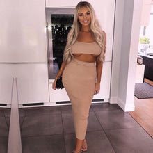 Load image into Gallery viewer, NewAsia Garden Two Piece Set 2 Piece Set Women Winter Ribbed Crop Top And Skirt Set Matching Sets Woman Two Pieces Outfits White
