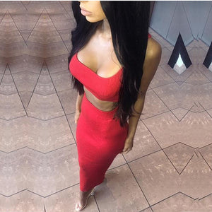 NewAsia Garden Two Piece Set 2 Piece Set Women Winter Ribbed Crop Top And Skirt Set Matching Sets Woman Two Pieces Outfits White