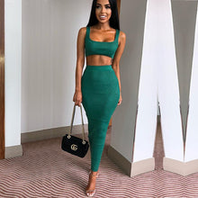 Load image into Gallery viewer, NewAsia Garden Two Piece Set 2 Piece Set Women Winter Ribbed Crop Top And Skirt Set Matching Sets Woman Two Pieces Outfits White
