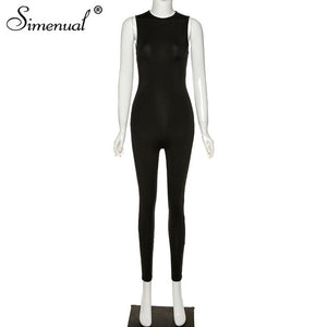 Simenual Casual Solid Bodycon Sleeveless Jumpsuits Sporty Workout Active Wear Skinny 2020 Summer Rompers Womens Jumpsuit Fashion