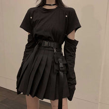 Load image into Gallery viewer, NiceMix black set A-line Women Sexy Mini High Waist Skirt Streetwear Women Punk Style Side Pocket Fashion Design Pleated Skirt
