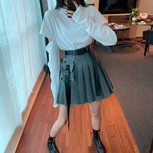 Load image into Gallery viewer, NiceMix black set A-line Women Sexy Mini High Waist Skirt Streetwear Women Punk Style Side Pocket Fashion Design Pleated Skirt
