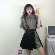 Load image into Gallery viewer, NiceMix black set A-line Women Sexy Mini High Waist Skirt Streetwear Women Punk Style Side Pocket Fashion Design Pleated Skirt
