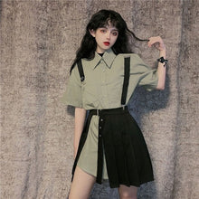 Load image into Gallery viewer, NiceMix black set A-line Women Sexy Mini High Waist Skirt Streetwear Women Punk Style Side Pocket Fashion Design Pleated Skirt
