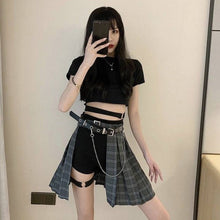 Load image into Gallery viewer, NiceMix black set A-line Women Sexy Mini High Waist Skirt Streetwear Women Punk Style Side Pocket Fashion Design Pleated Skirt

