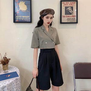 NiceMix black set A-line Women Sexy Mini High Waist Skirt Streetwear Women Punk Style Side Pocket Fashion Design Pleated Skirt