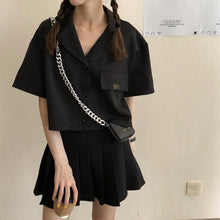 Load image into Gallery viewer, NiceMix black set A-line Women Sexy Mini High Waist Skirt Streetwear Women Punk Style Side Pocket Fashion Design Pleated Skirt
