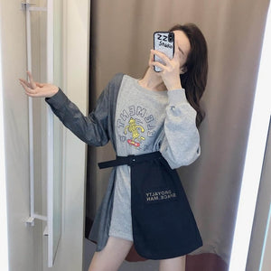 NiceMix black set A-line Women Sexy Mini High Waist Skirt Streetwear Women Punk Style Side Pocket Fashion Design Pleated Skirt