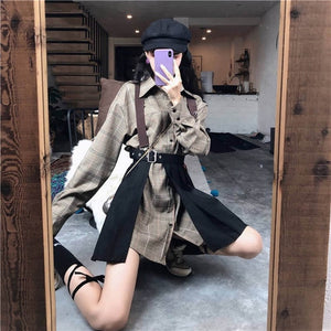 NiceMix black set A-line Women Sexy Mini High Waist Skirt Streetwear Women Punk Style Side Pocket Fashion Design Pleated Skirt