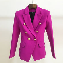 Load image into Gallery viewer, HIGH STREET 2020 New Designer Blazer Women&#39;s Double Breasted Lion Buttons Slim Fitting Gorgeous Purple Blazer Jacket

