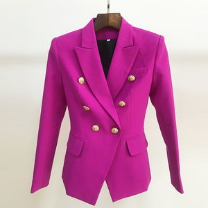 HIGH STREET 2020 New Designer Blazer Women's Double Breasted Lion Buttons Slim Fitting Gorgeous Purple Blazer Jacket