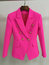 Load image into Gallery viewer, HIGH STREET 2020 New Designer Blazer Women&#39;s Double Breasted Lion Buttons Slim Fitting Gorgeous Purple Blazer Jacket
