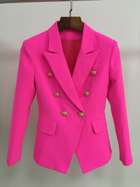 HIGH STREET 2020 New Designer Blazer Women's Double Breasted Lion Buttons Slim Fitting Gorgeous Purple Blazer Jacket