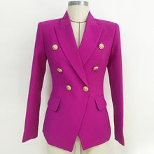 Load image into Gallery viewer, HIGH STREET 2020 New Designer Blazer Women&#39;s Double Breasted Lion Buttons Slim Fitting Gorgeous Purple Blazer Jacket

