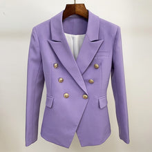 Load image into Gallery viewer, HIGH STREET 2020 New Designer Blazer Women&#39;s Double Breasted Lion Buttons Slim Fitting Gorgeous Purple Blazer Jacket
