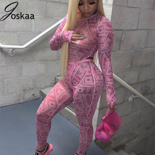 Load image into Gallery viewer, Joskaa Mesh Print Night Club Long sleeve Bodysuit &amp; Pants Party 2 Pieces set Party Fashion outwear Summer 2020
