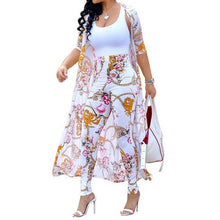 Load image into Gallery viewer, Summer 2 Piece Set Women Cardigan Long Trench Tops And Bodycon Pant Suit Casual Clothes Boho Sexy Two Piece Outfits 2019
