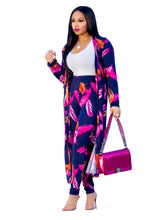 Load image into Gallery viewer, Summer 2 Piece Set Women Cardigan Long Trench Tops And Bodycon Pant Suit Casual Clothes Boho Sexy Two Piece Outfits 2019
