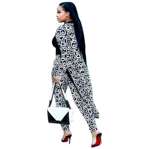 Summer 2 Piece Set Women Cardigan Long Trench Tops And Bodycon Pant Suit Casual Clothes Boho Sexy Two Piece Outfits 2019