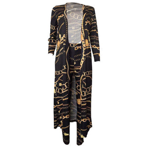 Summer 2 Piece Set Women Cardigan Long Trench Tops And Bodycon Pant Suit Casual Clothes Boho Sexy Two Piece Outfits 2019