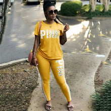 Load image into Gallery viewer, RAISEVERN PINK Letter Print Tracksuits Women Two Piece Set Spring Street t-shirt Tops and Jogger Set Suits Casual 2pcs Outfits
