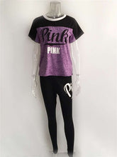 Load image into Gallery viewer, RAISEVERN PINK Letter Print Tracksuits Women Two Piece Set Spring Street t-shirt Tops and Jogger Set Suits Casual 2pcs Outfits
