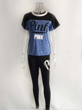 Load image into Gallery viewer, RAISEVERN PINK Letter Print Tracksuits Women Two Piece Set Spring Street t-shirt Tops and Jogger Set Suits Casual 2pcs Outfits
