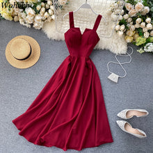 Load image into Gallery viewer, Woherb Dress Women V Neck Long Party Dresses Sexy Backless Spaghetti Strap Maxi Female Holiday Vestidos Summer 2020 Robe 25686
