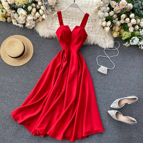 Woherb Dress Women V Neck Long Party Dresses Sexy Backless Spaghetti Strap Maxi Female Holiday Vestidos Summer 2020 Robe 25686