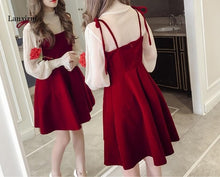 Load image into Gallery viewer, Spring Elegant Women Transparent Lantern Long Sleeves Tops+ Dress Set 2pcs Suit Party Birthday Gift A485
