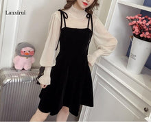 Load image into Gallery viewer, Spring Elegant Women Transparent Lantern Long Sleeves Tops+ Dress Set 2pcs Suit Party Birthday Gift A485

