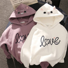 Load image into Gallery viewer, Women Hoody Women Cute Cat Hoodie Long Sleeve Elastic Warm Winter Plush Coat Student 2019 Fashion Top Streetwear
