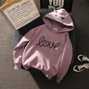 Women Hoody Women Cute Cat Hoodie Long Sleeve Elastic Warm Winter Plush Coat Student 2019 Fashion Top Streetwear