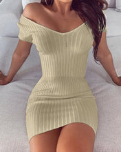 Load image into Gallery viewer, Off Shoulder Ribbed Mini Dress
